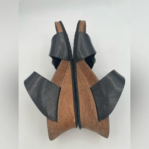 Women’s Birkenstock Papillio Black Leather Sandals Wedges EU 39 US 8-8.5 Comfort - Picture 7 of 8